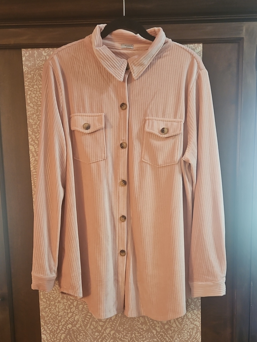 Studio 1886 Blush Pink Corduroy Utility Shacket.  Size 16